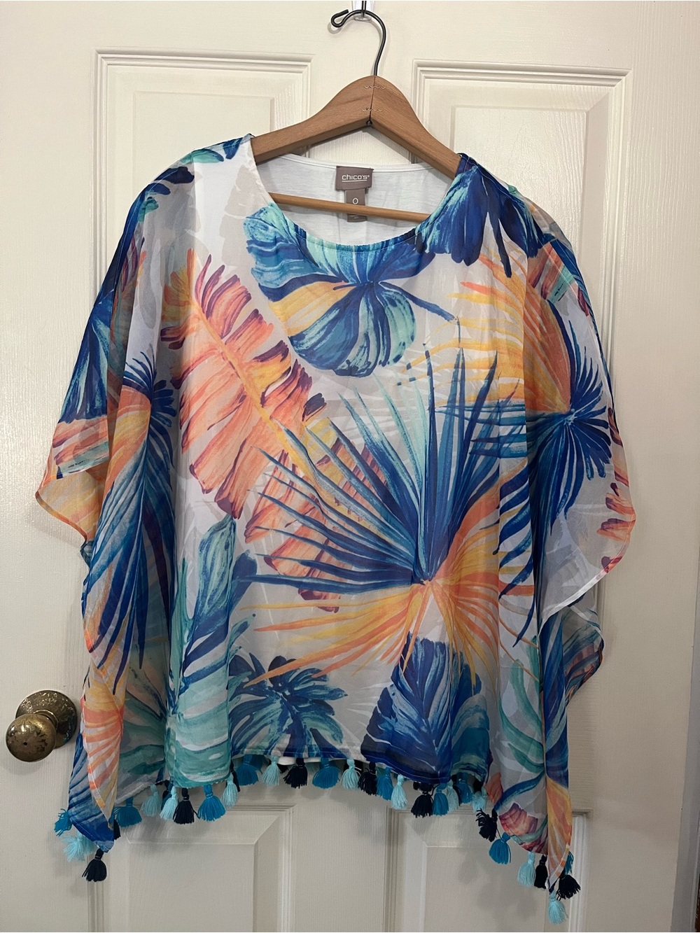 Chico's Tropical Tank with Attached Poncho/Overlay Chicos size 0/S